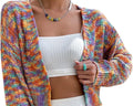 Women'S V Neck Ribbed Button up Cardigan Solid Knitwear Long Sleeve Surplice Crop Tops Sweaters