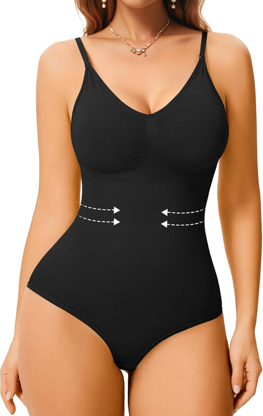 Women Slimming Bodysuits Shapewear Tops Tummy Control Body Shaper Spaghetti Strap Camisole Leotards Bodycon Jumpsuit