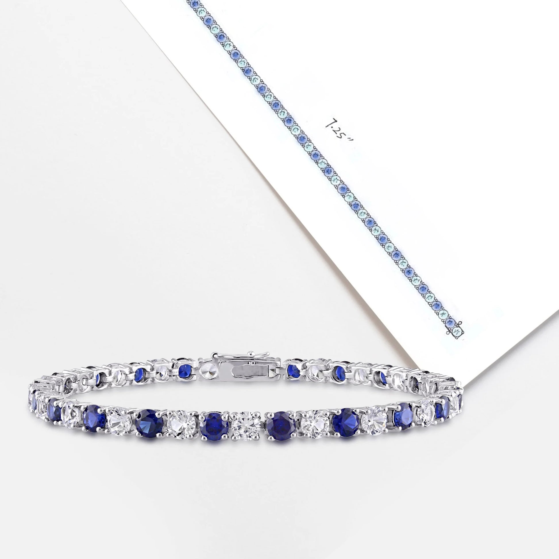 Women'S Created Sapphire Sterling Silver Tennis Bracelet