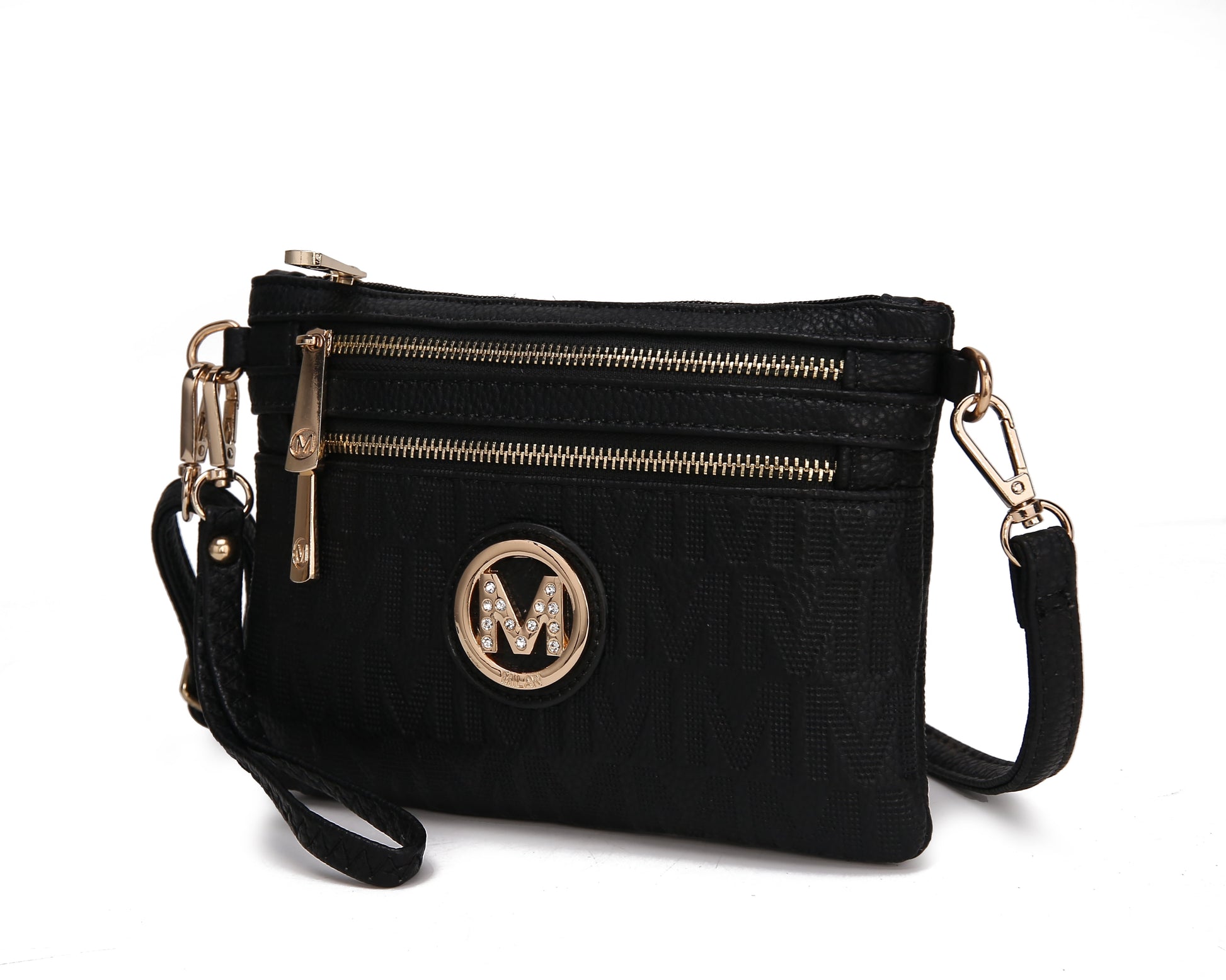 Roonie Milan M Signature Women'S Crossbody Bag, Designer Wristlet Handbag by Mia K - Black