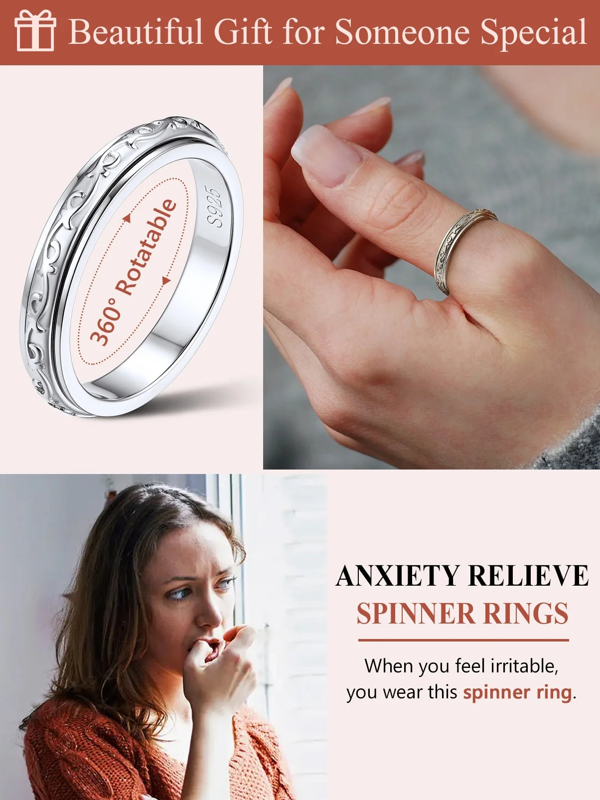 S925 Sterling Silver Celtic Fidget Ring