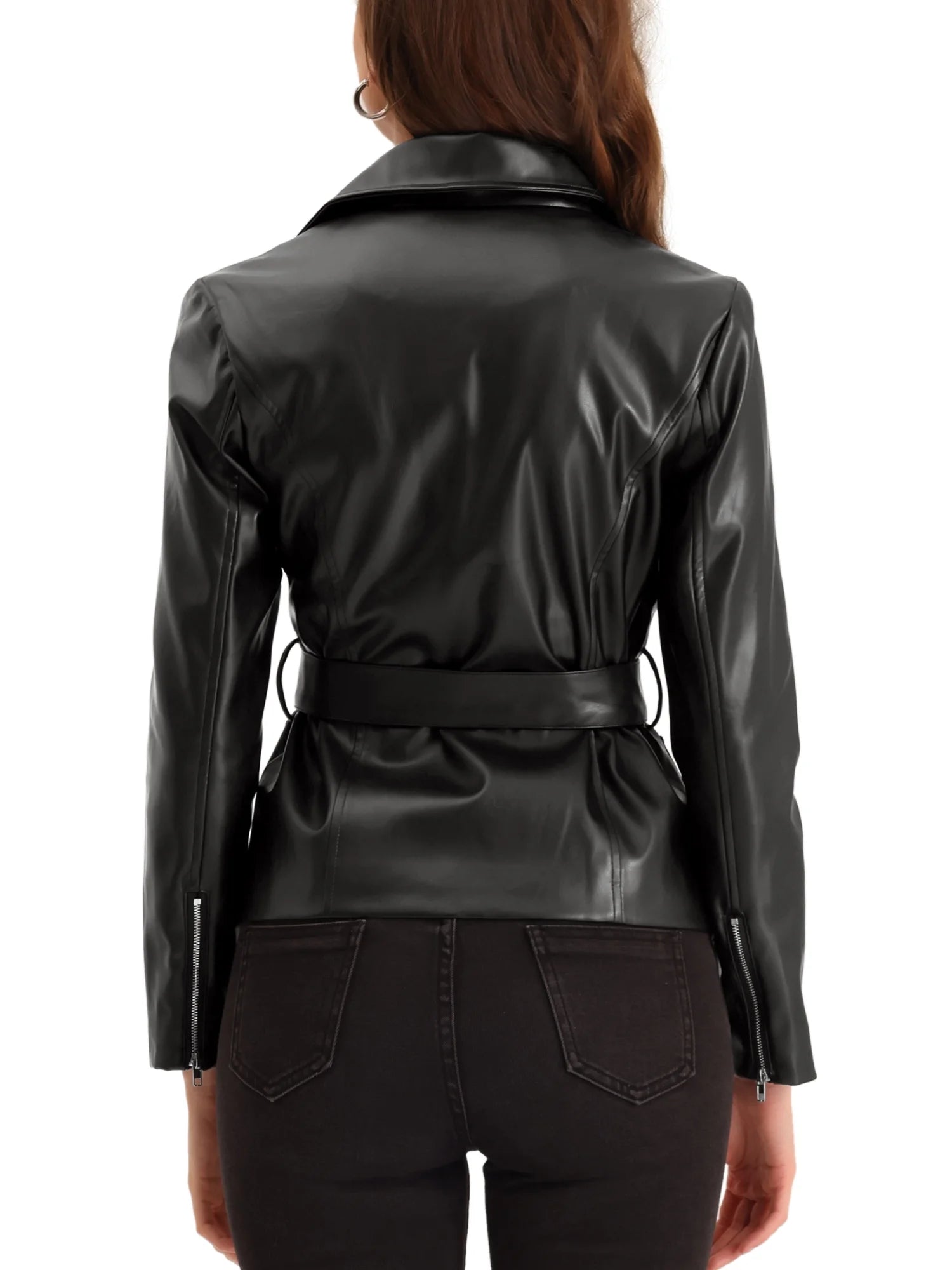 Women'S Motorcycle Jacket PU Faux Leather Biker Jackets