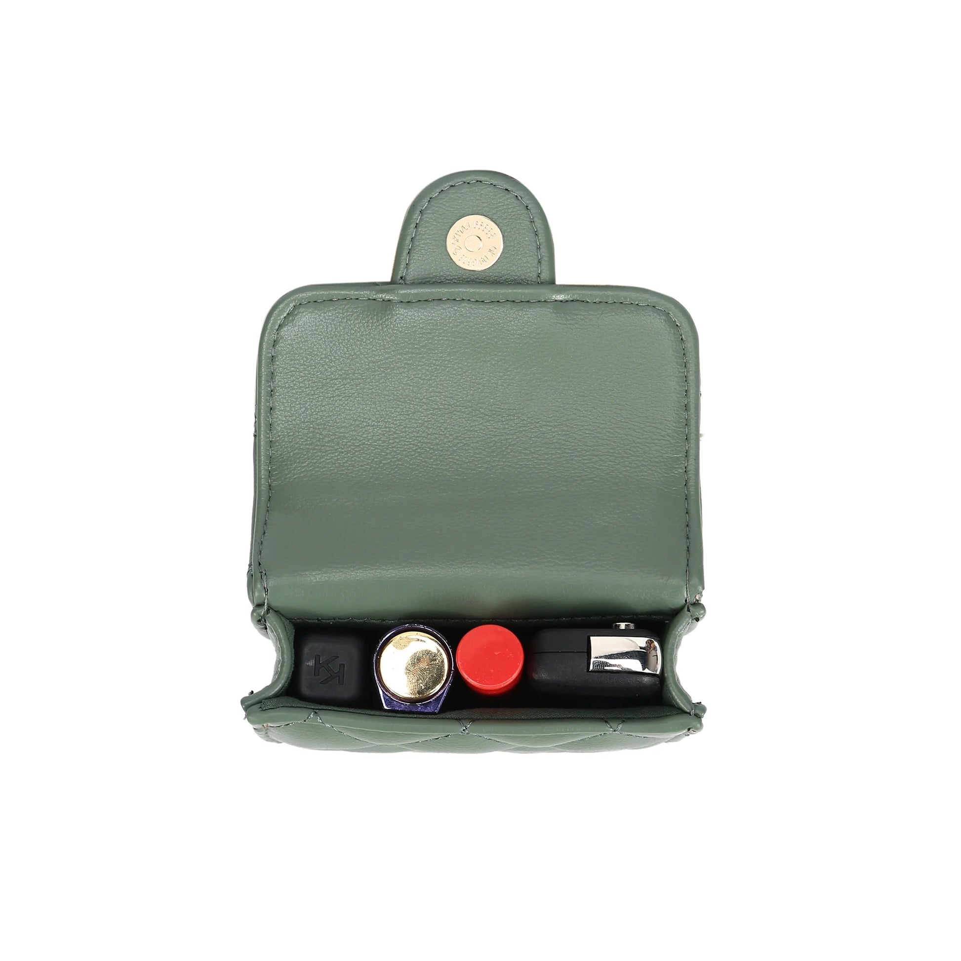 Quilted Mini Cross Body Bag - PU Vegan Leather - Pistachio