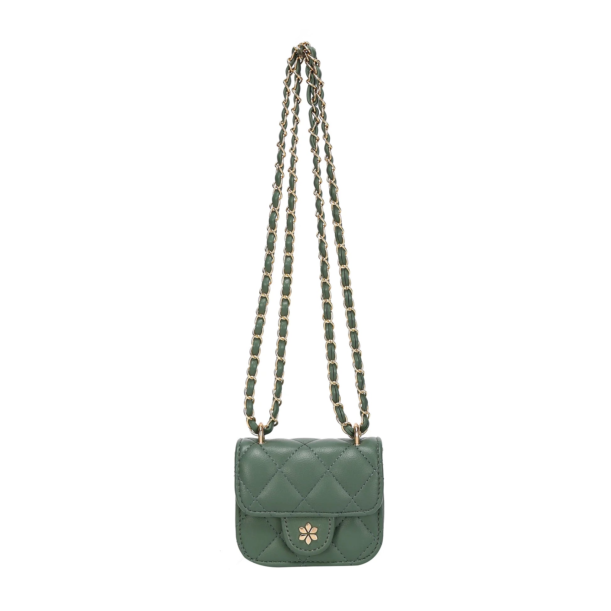 Quilted Mini Cross Body Bag - PU Vegan Leather - Pistachio