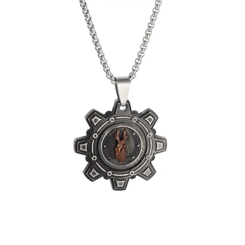 Vintage Compass Medal Pendant Stainless Steel Necklace Mens High Quality round Hip Hop Trend Jewelry Gifts Wholesale