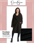 Women'S Winter Coat - Full Length Double Breasted Sherpa Fleece Peacoat (Size: S-XL)