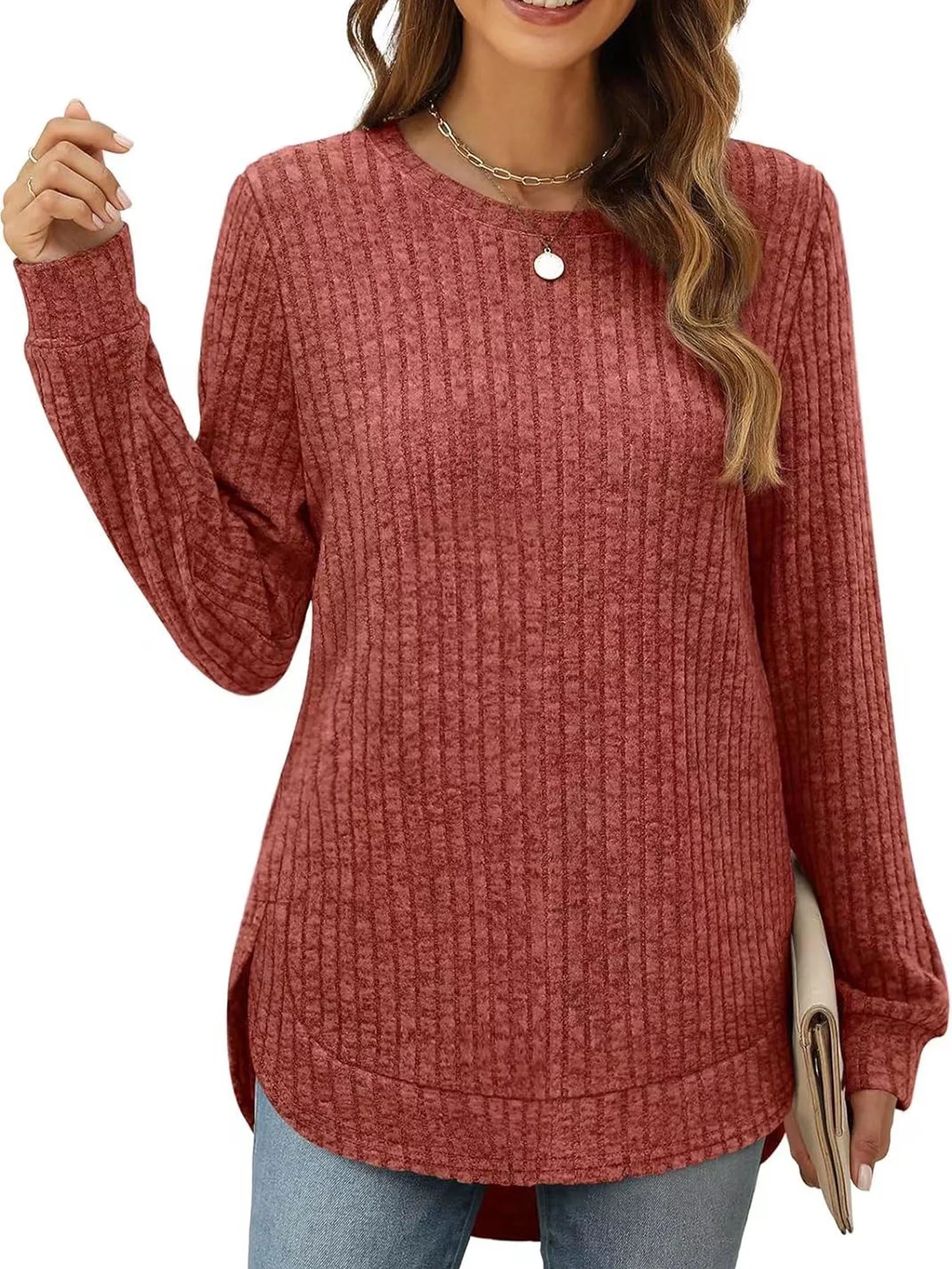 Womens Sweaters Long Sleeve Tops Fall Fashion Shirts Winter Lightweight Sweaters for Women Tops Dressy Casual T-Shirts Blouse