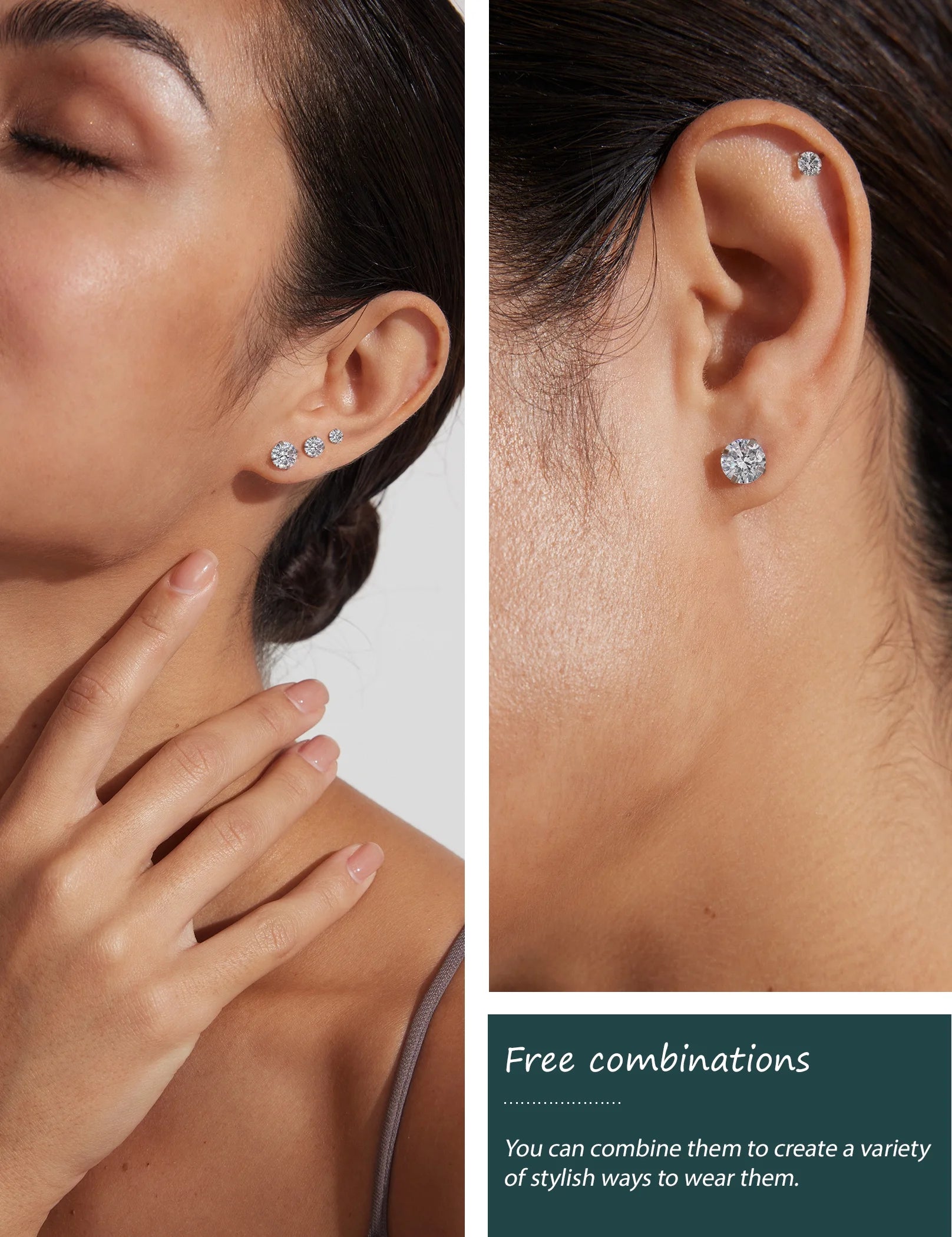 6 Pairs Stud Earrings Hypoallergenic Surgical Steel Cubic Zirconia Earrings