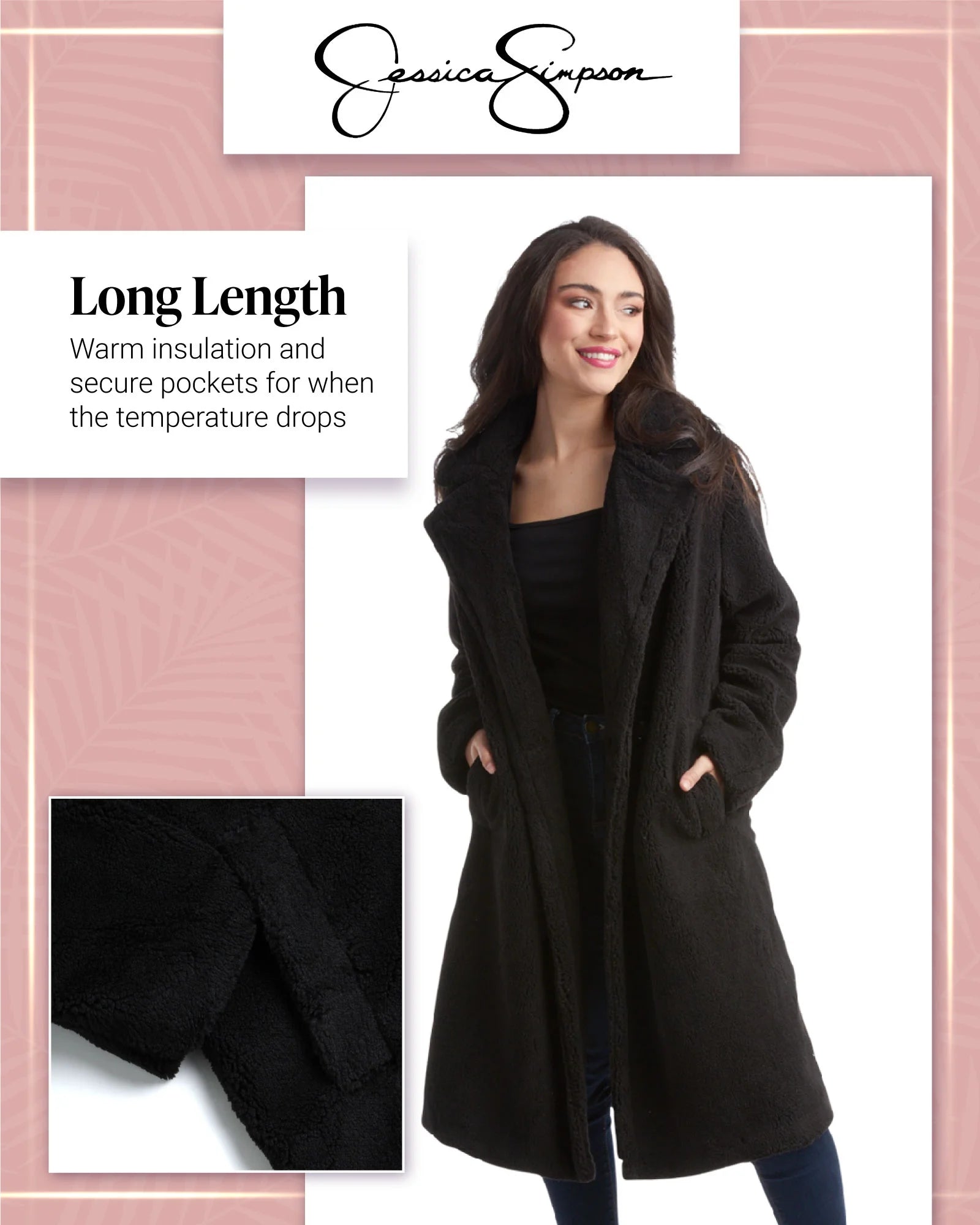 Women'S Winter Coat - Full Length Double Breasted Sherpa Fleece Peacoat (Size: S-XL)