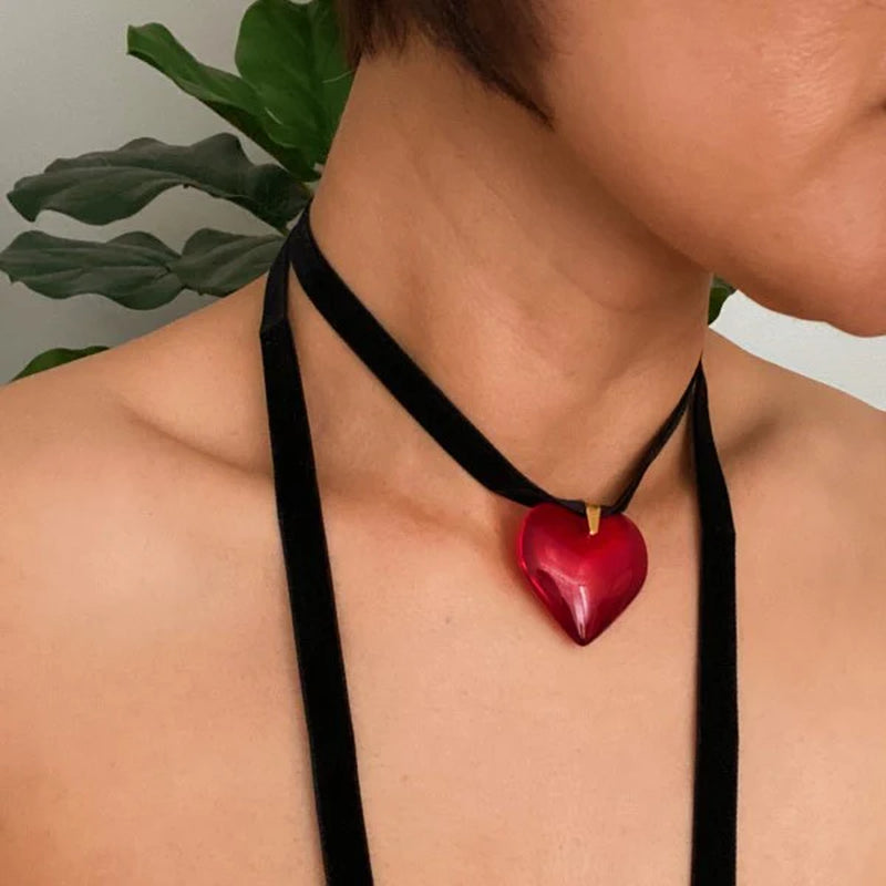 Bold in Red Black Sash Necklace