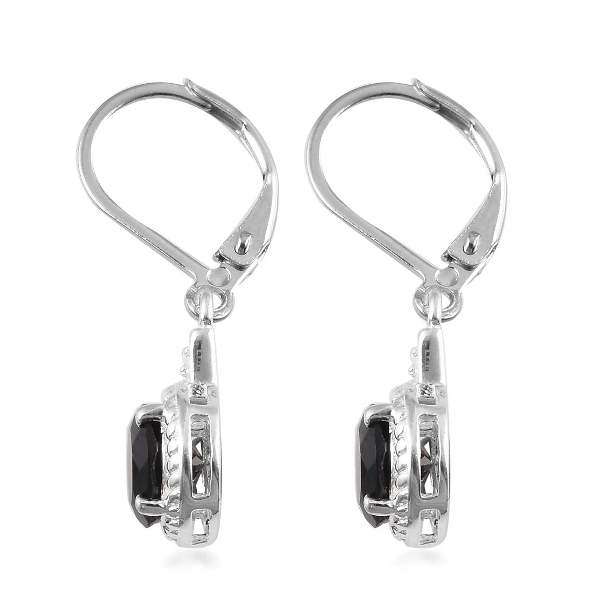 Black Spinel Dangle Earrings for Women 925 Sterling Silver Cubic Zirconia CZ Lever Back Jewelry for Her Ct 2.7 Valentines Day Gifts for Women