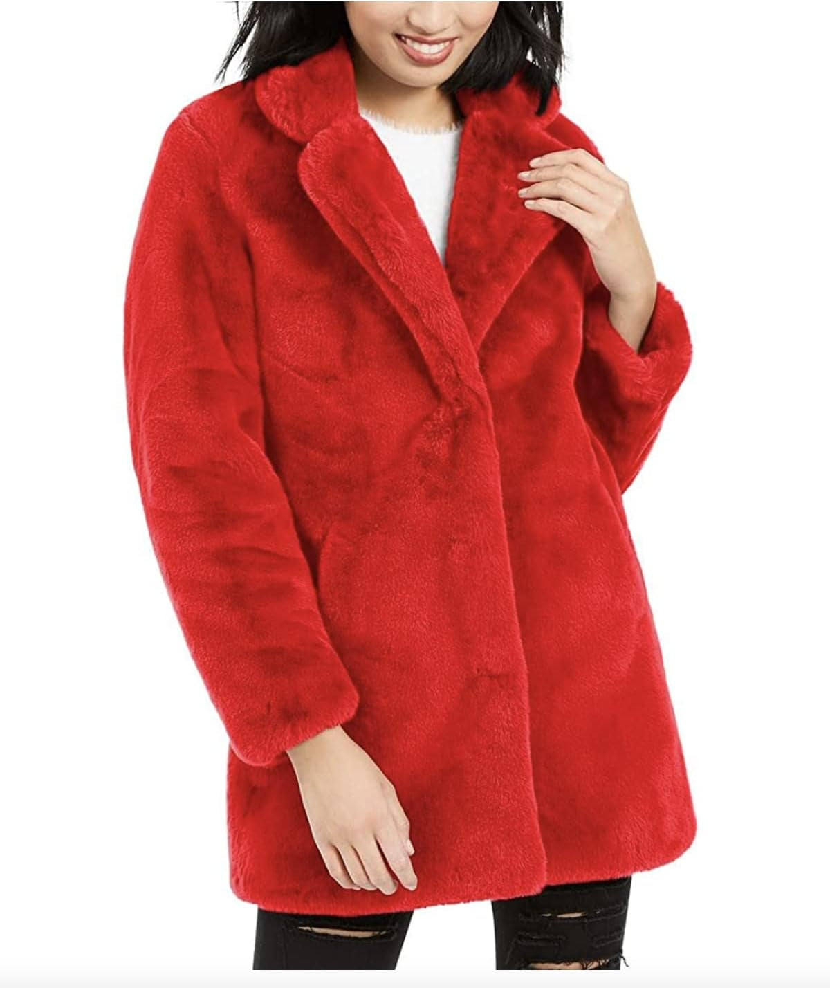 Womens Eloise Notch Collar Dress Faux Fur Coat