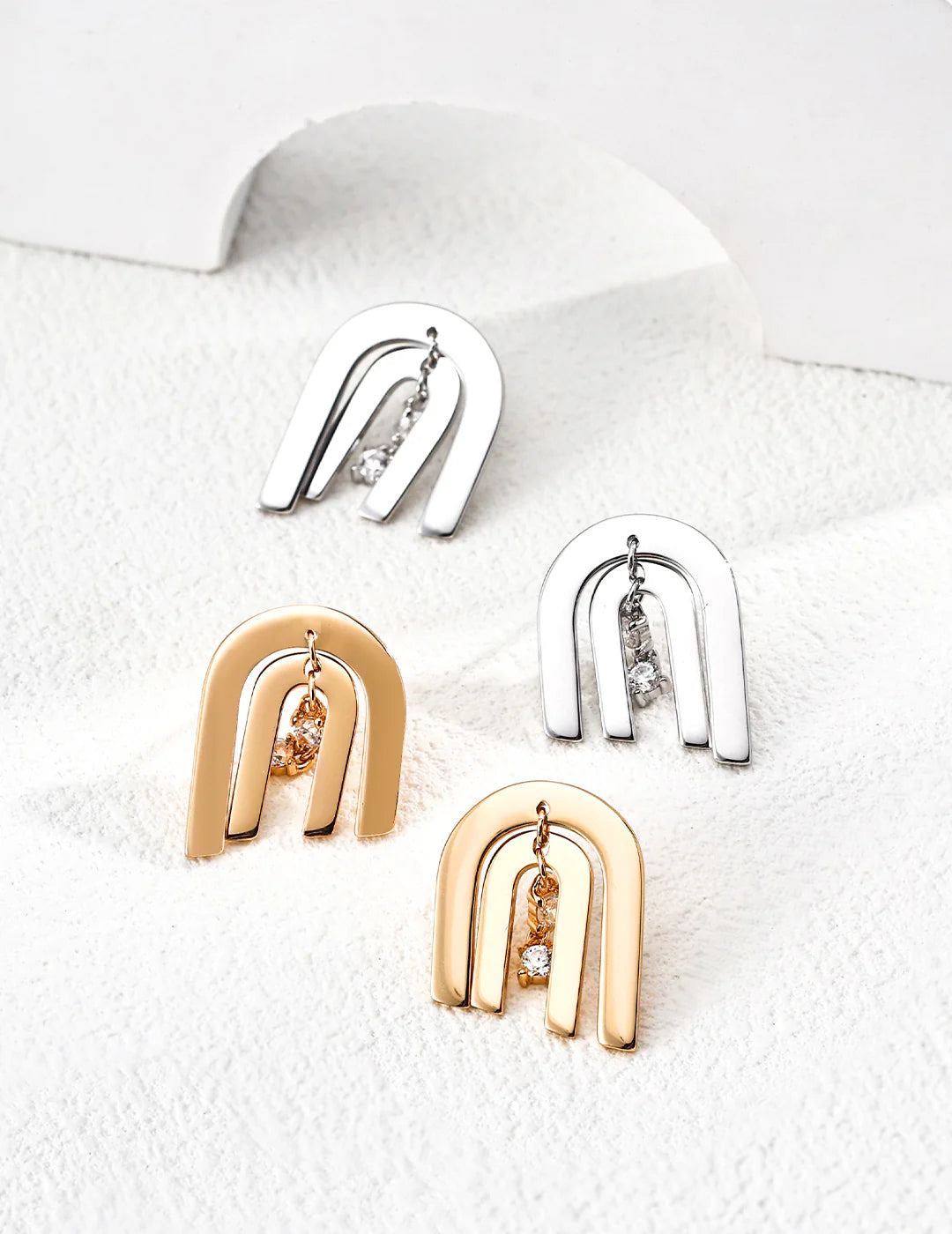 Minimal Arch Zircon Stud Earrings