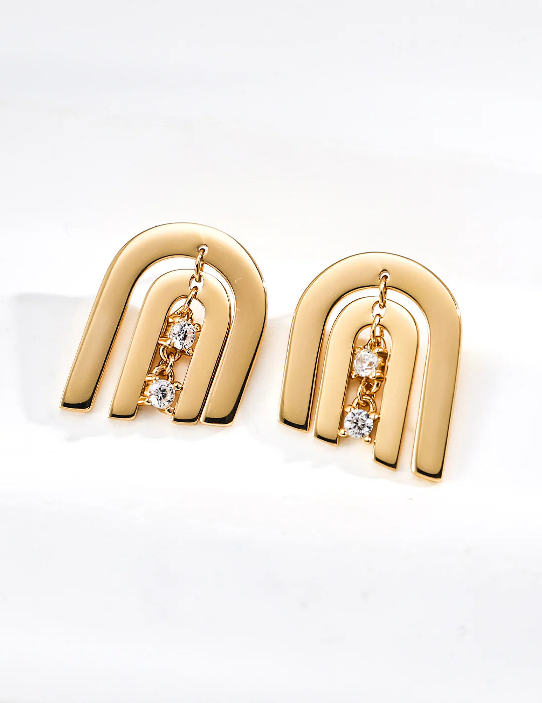 Minimal Arch Zircon Stud Earrings