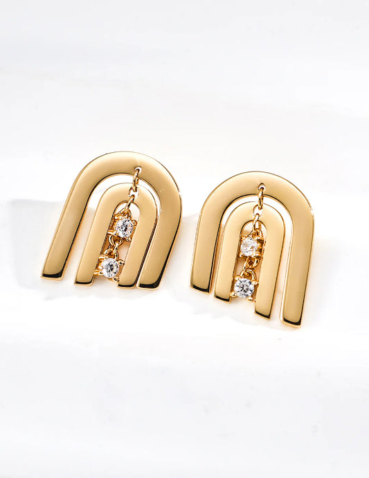 Minimal Arch Zircon Stud Earrings