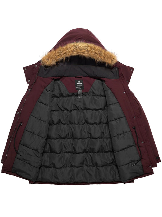 Women'S plus Size Winter Coat Waterproof Winter Jacket Warm Puffer Jacket Wine Red 3X