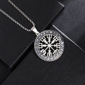 Vintage Compass Medal Pendant Stainless Steel Necklace Mens High Quality round Hip Hop Trend Jewelry Gifts Wholesale