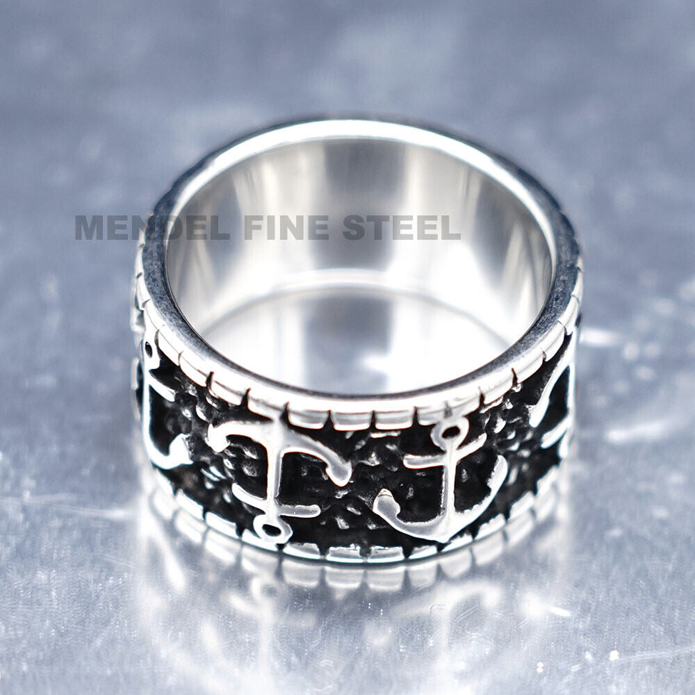 Nautical Anchor Wide Band Ring