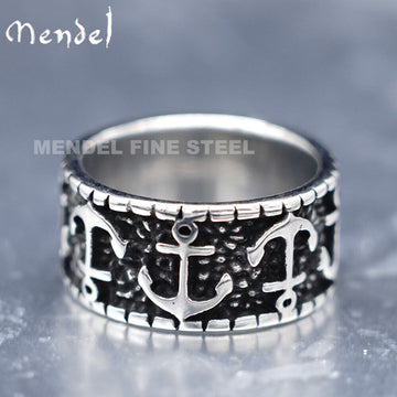 Nautical Anchor Wide Band Ring