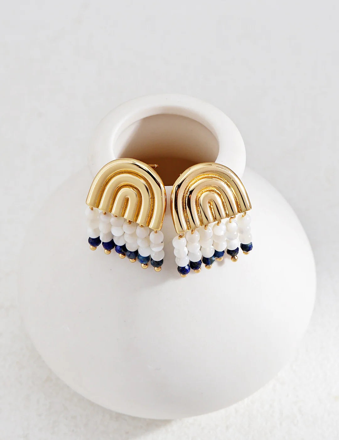 Mother-Of-Pearl Lapis Lazuli Earrings