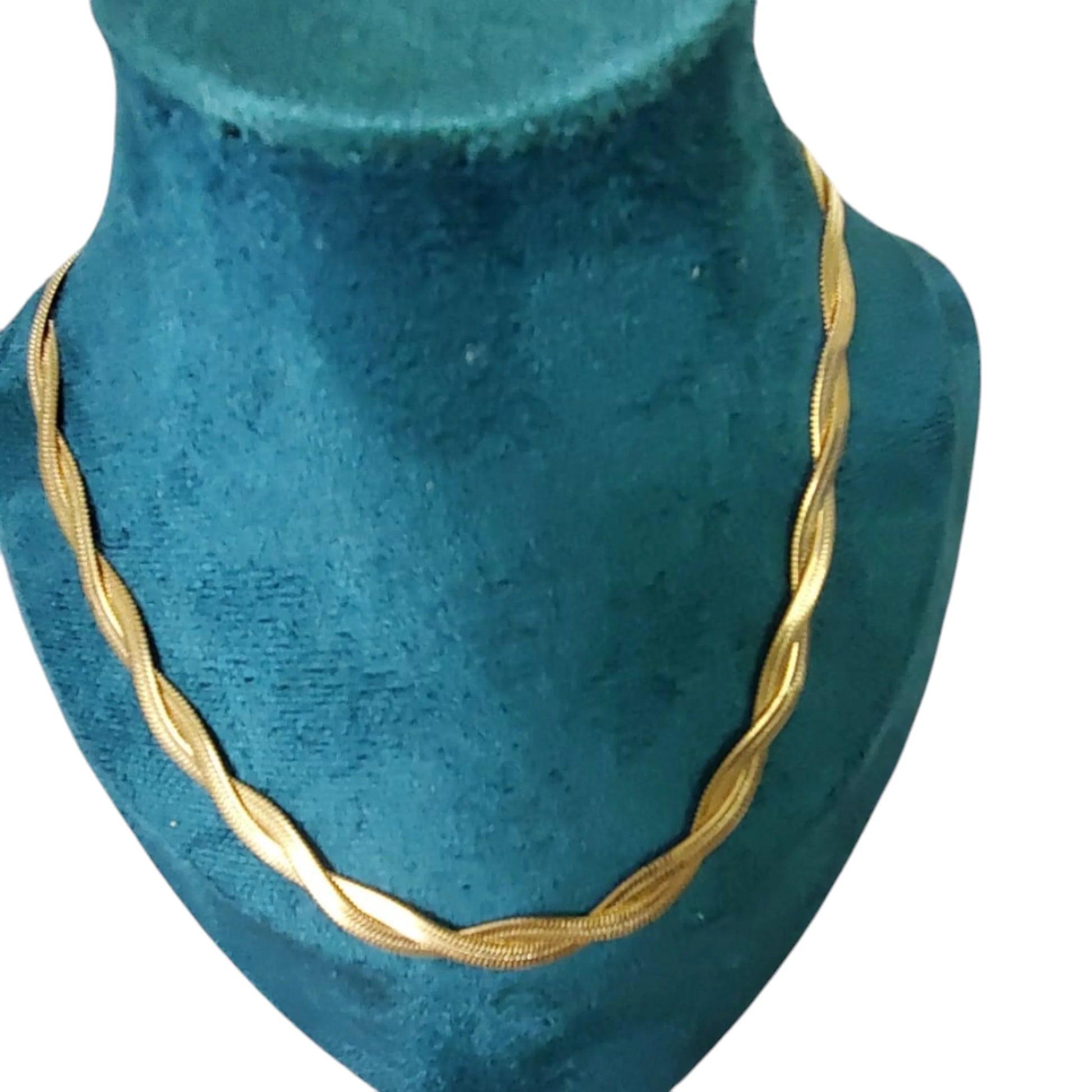 JEWELRY Twisted Snake Herringbone Chain 18K Gold over Stainless Steel Necklace, 18 In