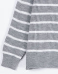 Womens Pullover Sweaters Zip down Casual Loose Sweaters Stripe Print Warm Sweaters