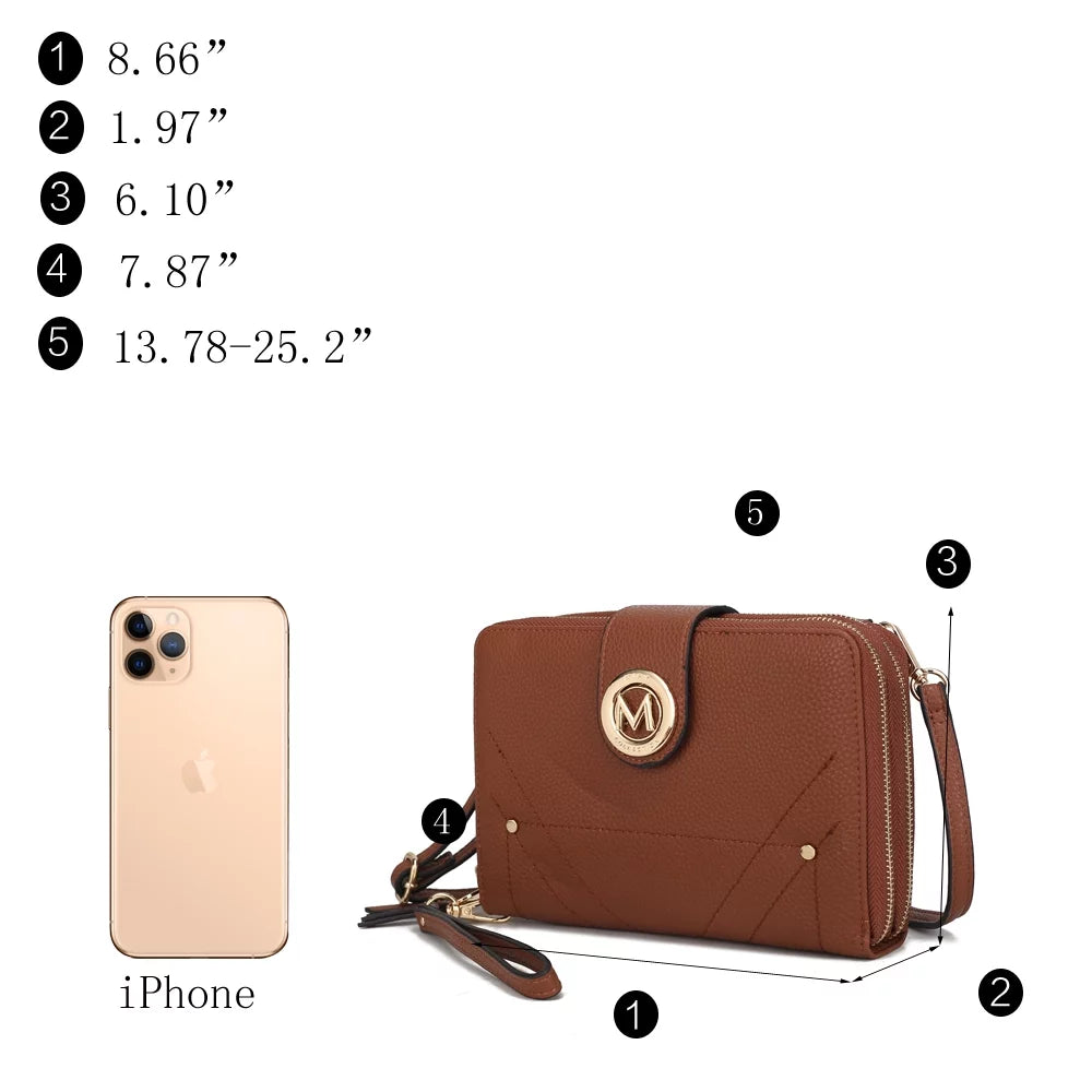 Women’S Cell Phone Purse Handbag, Wristlet Wallet Crossbody Bags by Mia K - Charcoal Gray