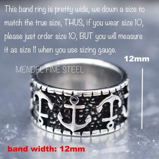 Nautical Anchor Wide Band Ring