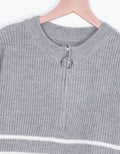 Womens Pullover Sweaters Zip down Casual Loose Sweaters Stripe Print Warm Sweaters